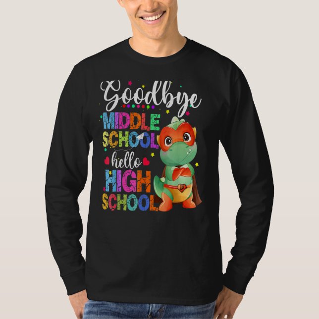 Adjö Mitten School Hej High School Lycklig förra å T Shirt (Framsida)