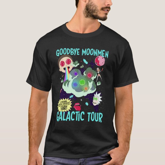 Adjö Moonmen Galactic-rundturen Rick Collage Essen T Shirt (Framsida)