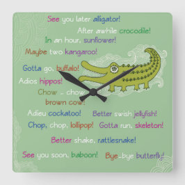 Adjö och Lycka till från Group, Alligator Fyrkantig Klocka