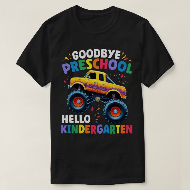 Adjö Preschool Monster Lastbil Studenten T Shirt (Design framsida)