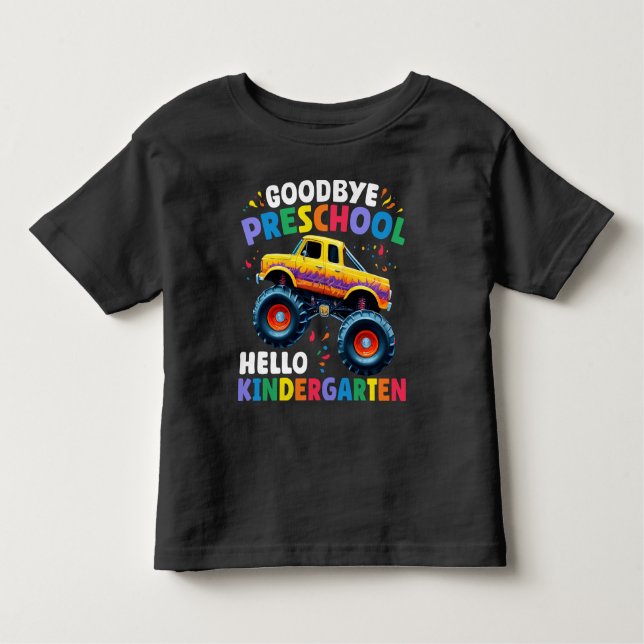 Adjö Preschool Monster Lastbil Studenten T Shirt (Framsida)