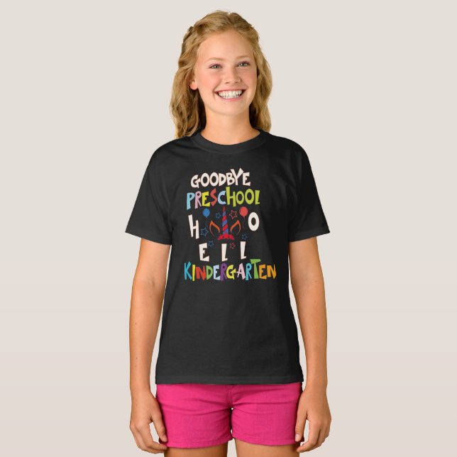 Adjö Preschool Studenten Hej Kindergarten T Shirt (Hel framsida)