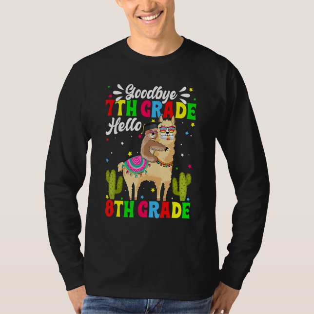 Adjö sjunde Klass Hej åttonde Klass Llama Sloth T Shirt (Framsida)