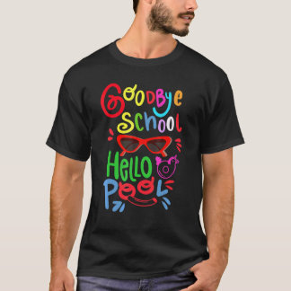 Adjö skola Hej pool solglasögon sommar studen T Shirt