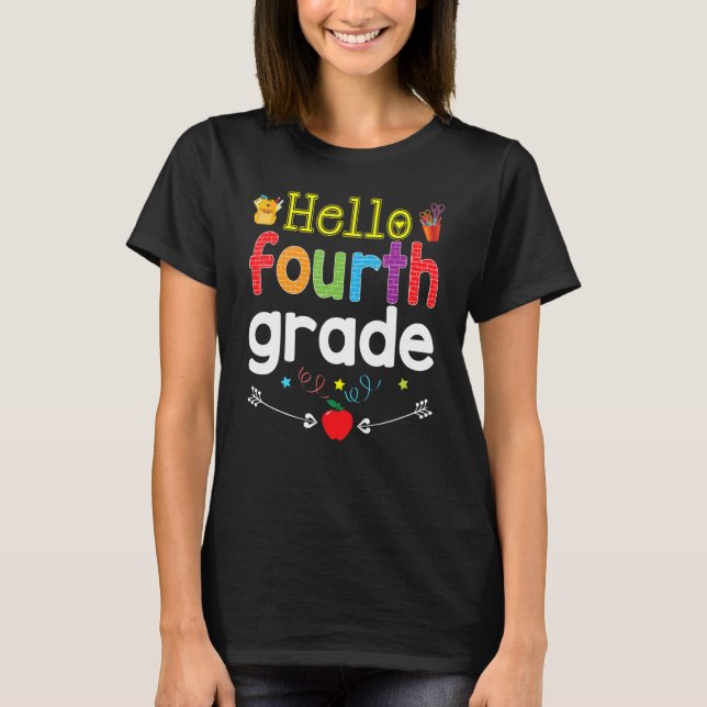 Adjö Sommarens Hej Fjärde Klass fjärde graderteach T Shirt (Framsida)