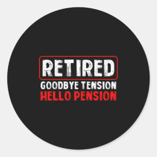 Adjö Spänning Hej Pension Rolig Pensionering 202 Runt Klistermärke