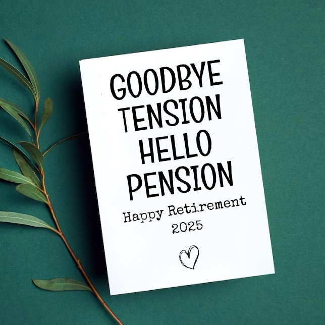 Adjö Tension Funny Pension Card för Pappa Julkort (Goodbye Tension Funny Retirement Card for Dad)
