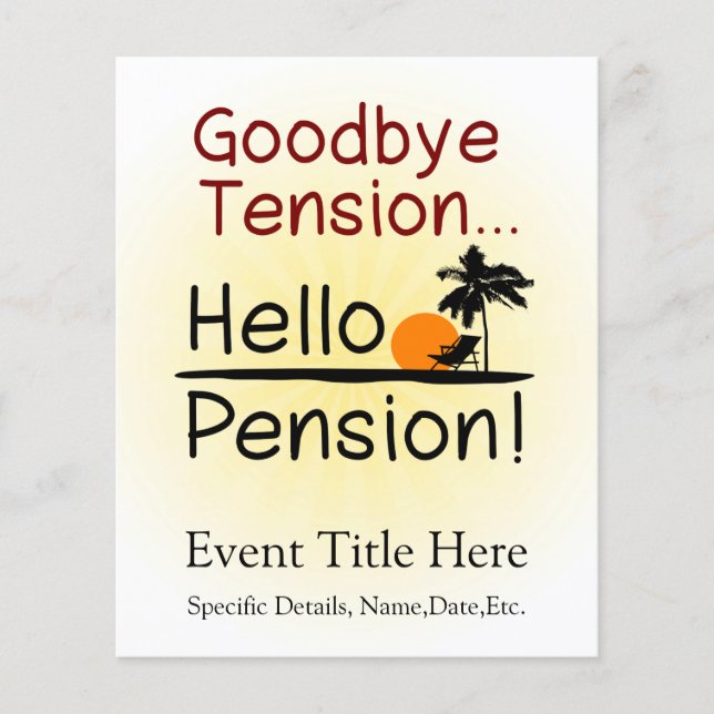 Adjö Tension, Hej Pension Funny Pension Flygblad (Framsidan)