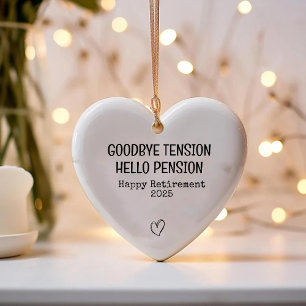 Adjö Tension Hej Pension Lycklig Pension Roligt Julgransprydnad Keramik