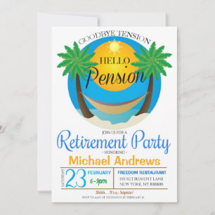Adjö Tension Hej Pension Pension Party Inbjudningar