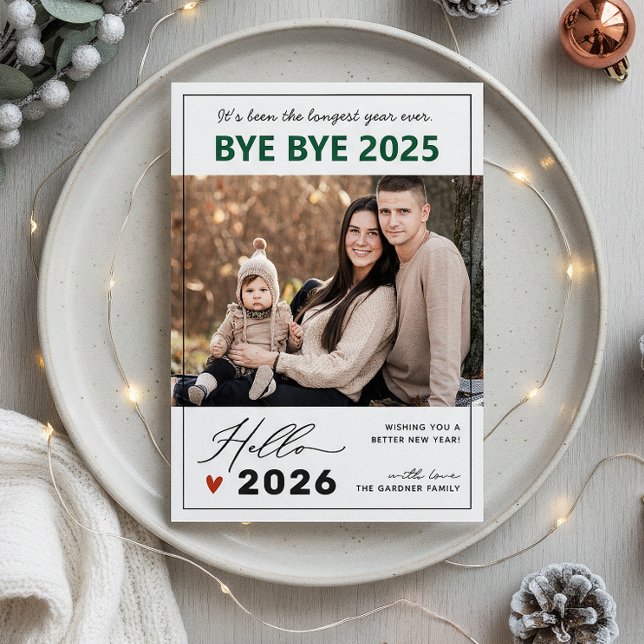 Adjö till 2024 Unikt foto i Gott nytt år Julkort (Skapare uppladdad)