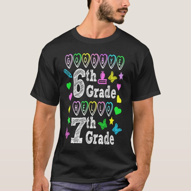 Adjö till 6e Klass Hej 7:e Klass Back to school S T Shirt (Framsida)