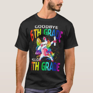 Adjö till 6e Klass Hej 7:e Klass Unicorn Student T Shirt