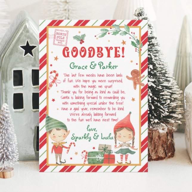 Adjö till Brev från dina jultider Inbjudningar (Goodbye Christmas elf. Personalize this Goodbye Elf to bring magic to your elf season.)