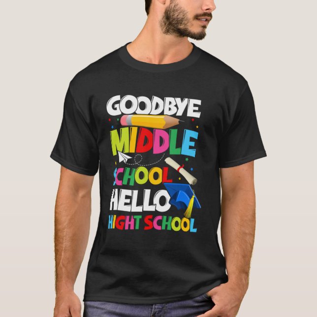 Adjö till Mitten School Hej High School Graduatio T Shirt (Framsida)