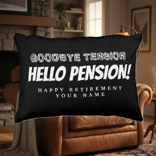 Adjö till spänningen hej pension lustig pension prydnadskudde