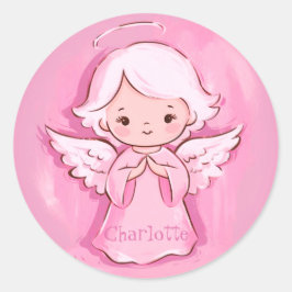 Adjulig Rosa Angel för slakt Runt Klistermärke