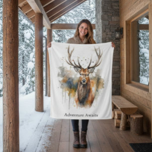 Ädla horn: Skogsvattenälg akvarell, anpassad Fleecefilt