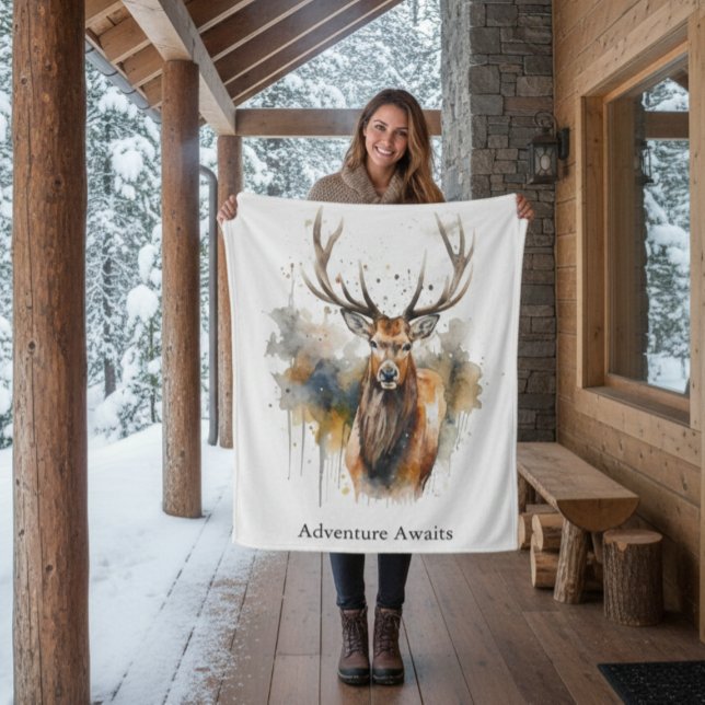 Ädla horn: Skogsvattenälg akvarell, anpassad Fleecefilt (Skapare uppladdad)