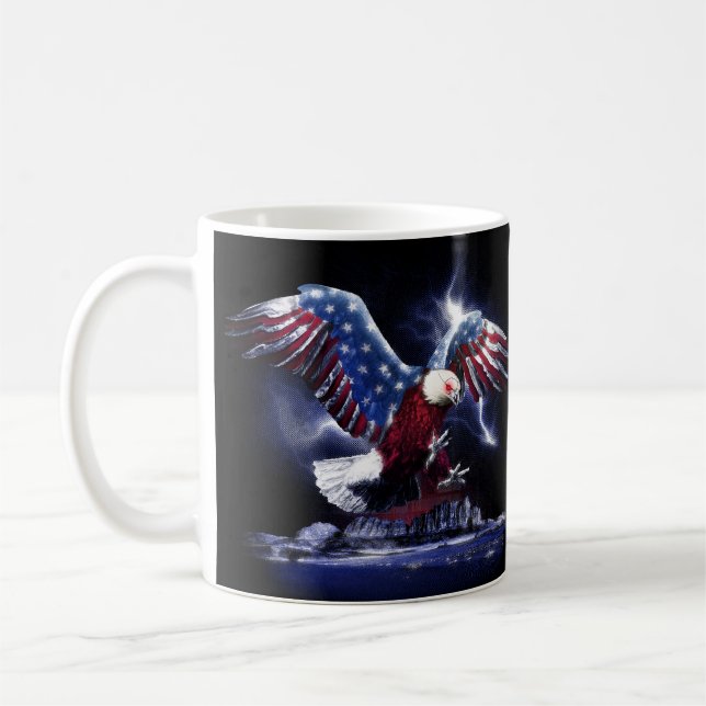 Adler mit Flügeln der amerikanischen Flagge Kaffemugg (Vänster)