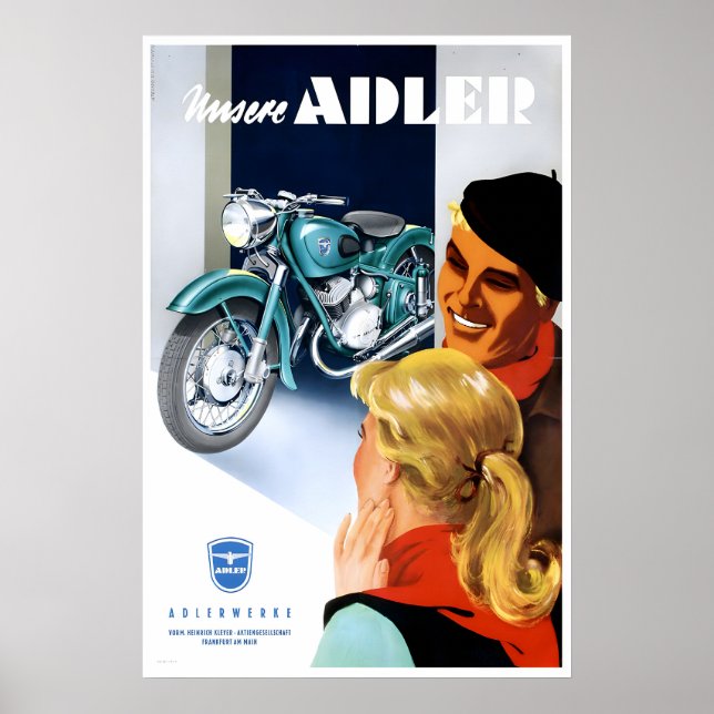 Adler Motorcyklar Affisch Motorcykel Konst Bikertr (Framsidan)