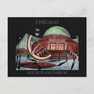 Adler Planetarium Postcard Randsom Art Chicago Vykort