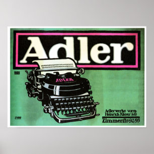 ADLER TYPEWRITERS Plakatania Lucien Bernhardt och Poster