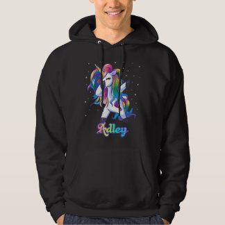 ADLEY Namn Personlig Anpassningsbar Rainbow Unicor Hoodie