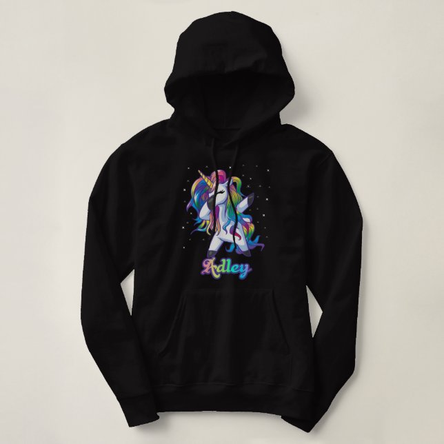 ADLEY Namn Personlig Anpassningsbar Rainbow Unicor T Shirt (Design framsida)