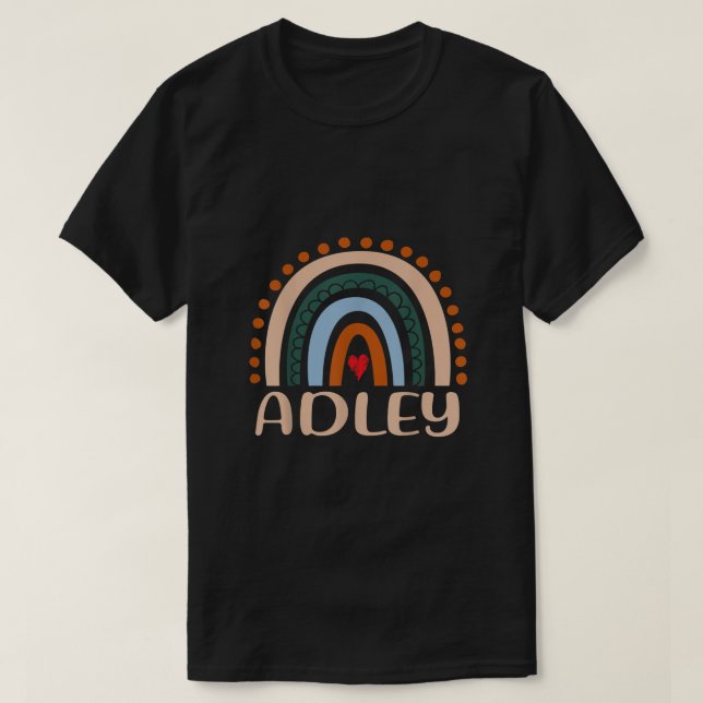 Adley Namn Personlig Funny Women Rainbow Adley T Shirt (Design framsida)