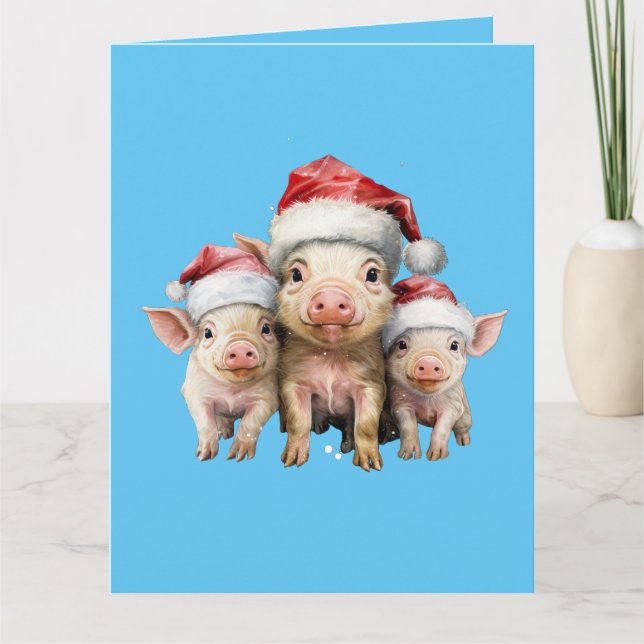 Adlig Cute Little Piggie jul Hälsning Kort (Framsida)