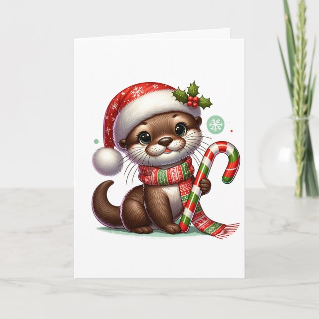 Adlig Cute Otter-jul Kort (Framsida)