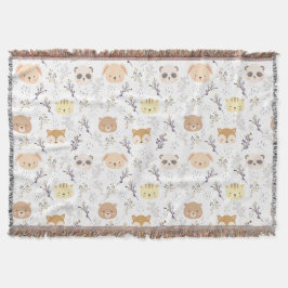 Adlig djurhuvud och Blommönster Filt