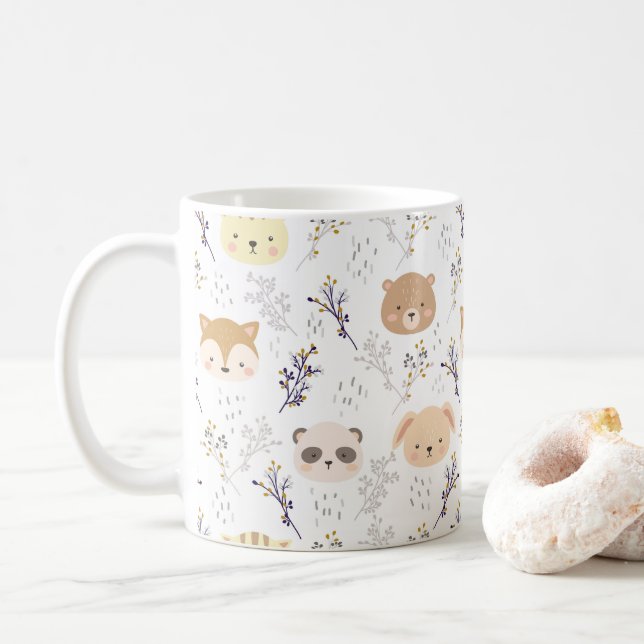 Adlig djurhuvud och Blommönster Kaffemugg (Med munk)