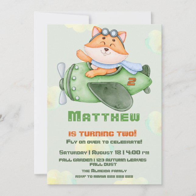 Adlig flygande räv Födelsedagsfest inbjudan (Framsida)