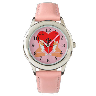 Adlig Fox Tecknad Kärlek Heart Armbandsur