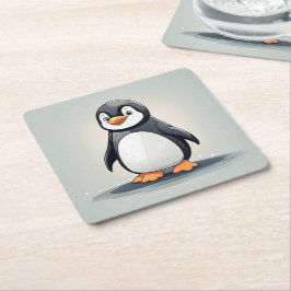 Adlig liten penguin underlägg papper kvadrat