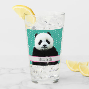 Adlig Panda Bear Teal Namn Kids Animal Glaskopp