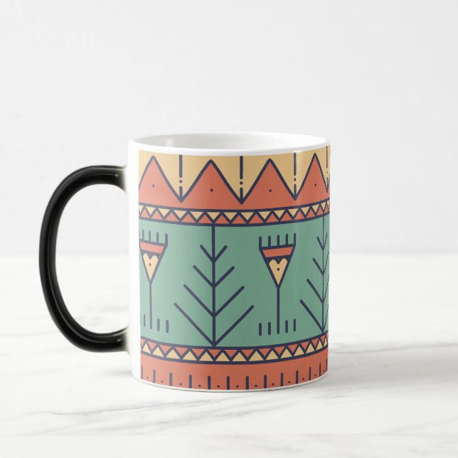 Adlig sketch Tribal mönster Blue Indian Magisk Mugg (Vänster)