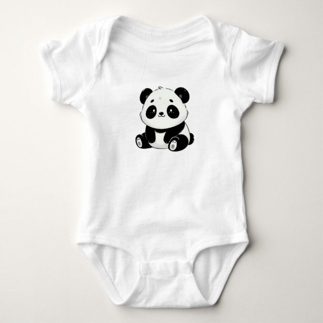 Adlig svartvit panda teckning t shirt (Framsida)