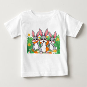 Adlig Tecknad Kaniner Eating Carrots T-Shirt