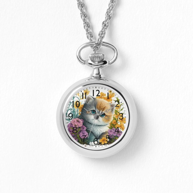 Adlig vattenfärg Exotic Shorthair Kitten Print Armbandsur (Framsida)
