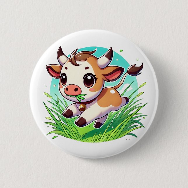 Adliga kor som rinner genom fält knapp (Framsida)