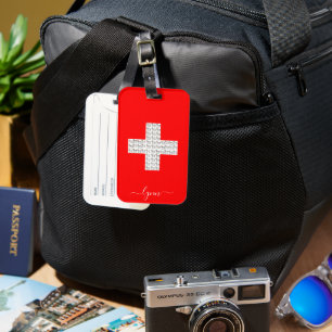Adliga schweiziska kor på schweiziska Flagga Bagagebricka
