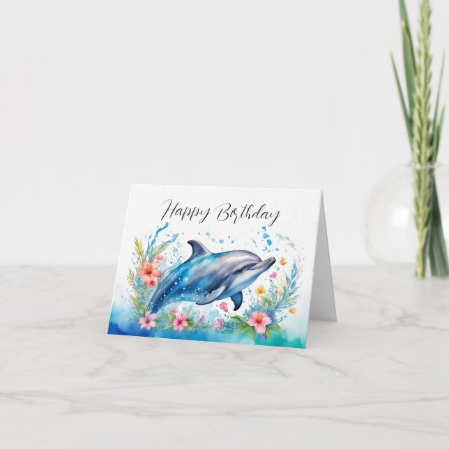 Adligt Dolphin Birthday Card Tack Kort (Framsida)