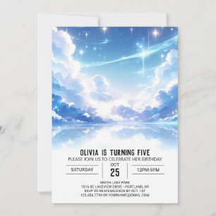 Admatal, celestial Digital Birthday Inbjudningar