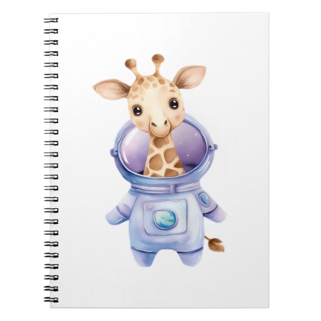Admatande Giraffe Astronaut Illustration Classic T Anteckningsbok (Framsidan)