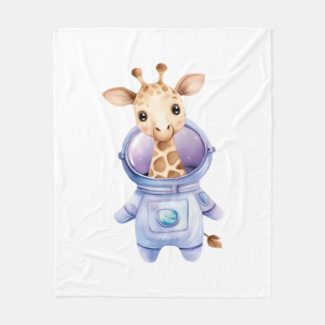 Admatande Giraffe Astronaut Illustration Classic T Fleecefilt (Framsidan)