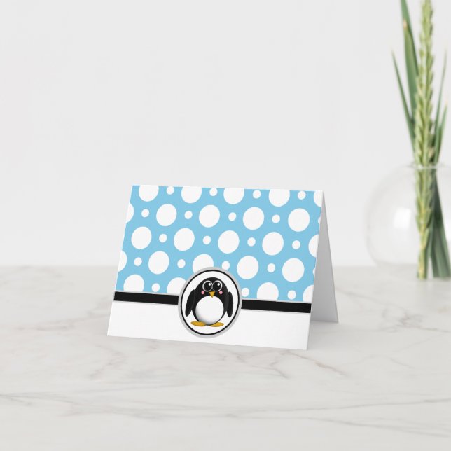 Admin Penguin anpassningsbar Blue Polka Dot Cards Tack Kort (Framsida)