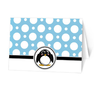 Admin Penguin anpassningsbar Blue Polka Dot Cards Tack Kort